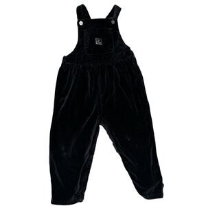 Vintage Old Navy baby Black Velvet look overalls girls size XXL 24-30 months